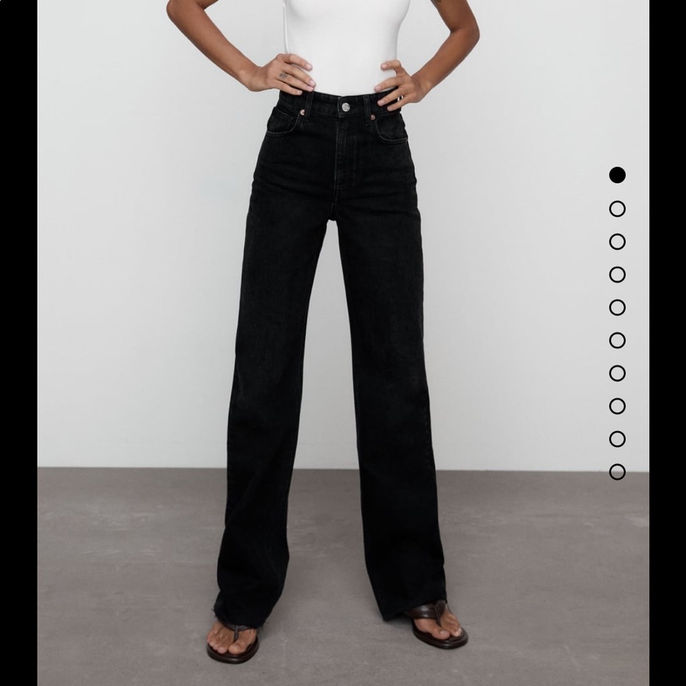 Black / dark grey straight high waist jeans